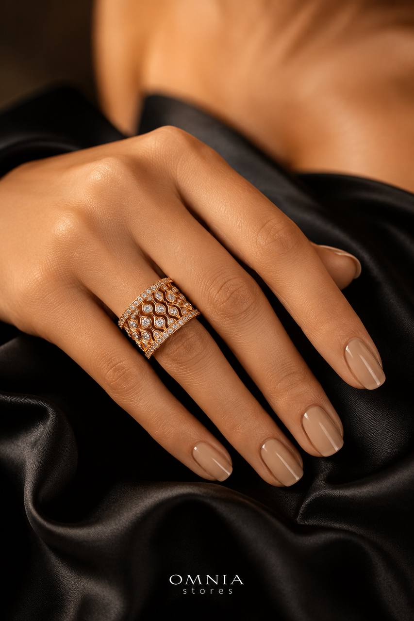 Novaria Gold Ring with High-Quality Premium Simulated Diamonds in 925 Sterling Silver - Image 5