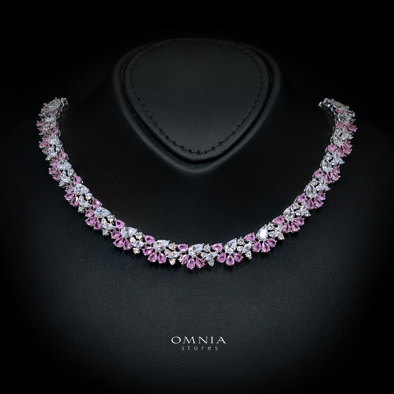 Safira Pink Luxury Bridal Full Jewelry Set with High-Quality Premium Simulated Diamonds - Image 2