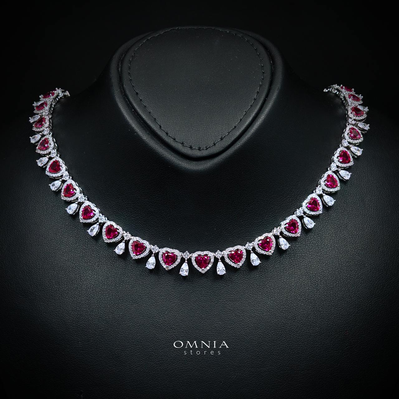 Talina Ruby Red Luxury Bridal Full Jewelry Set with High-Quality Premium Simulated Diamonds-Rhodium-Plated - Image 2