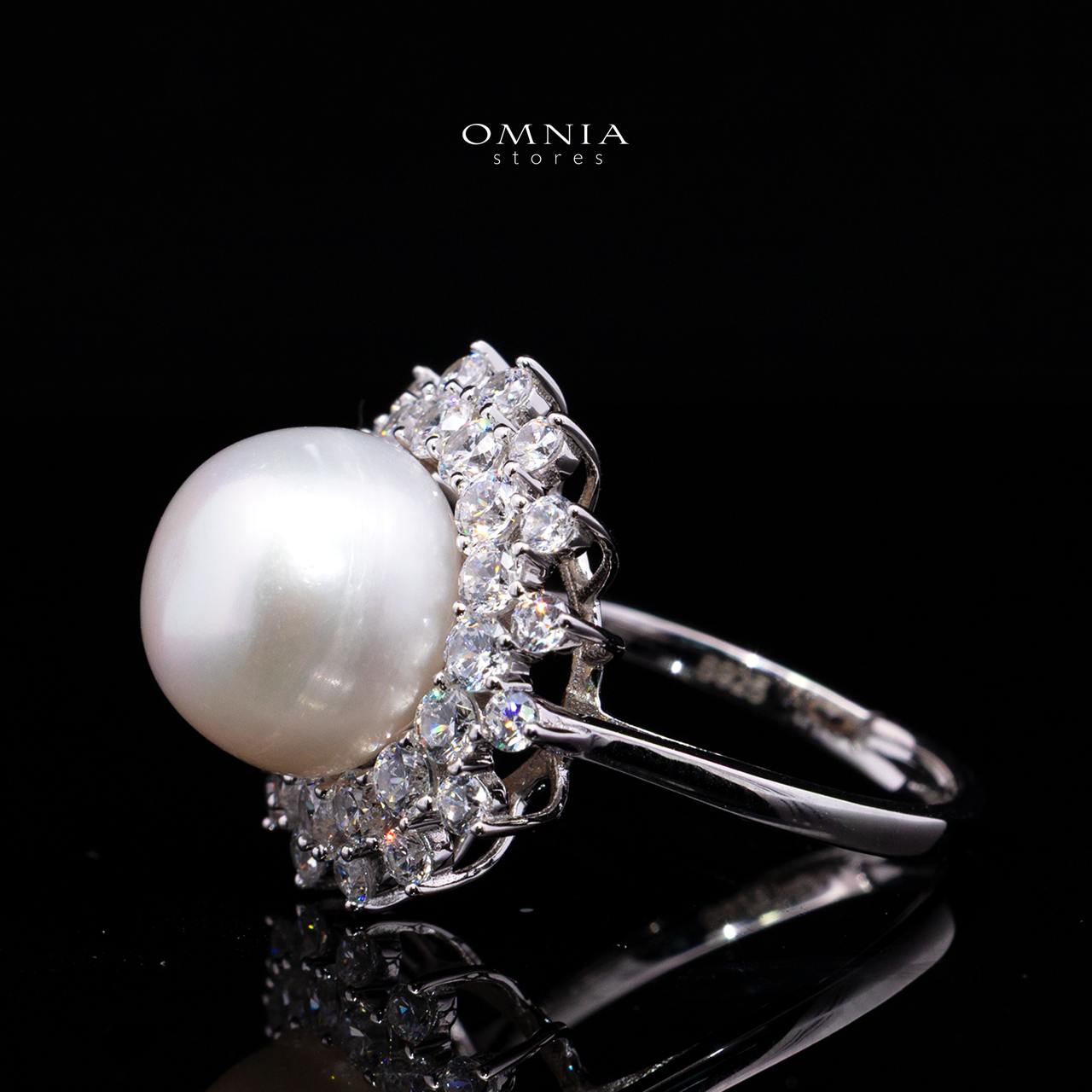 Tasneema Pearl Ring with High-Quality Premium Simulated Diamonds in 925 Sterling Silver - Image 2