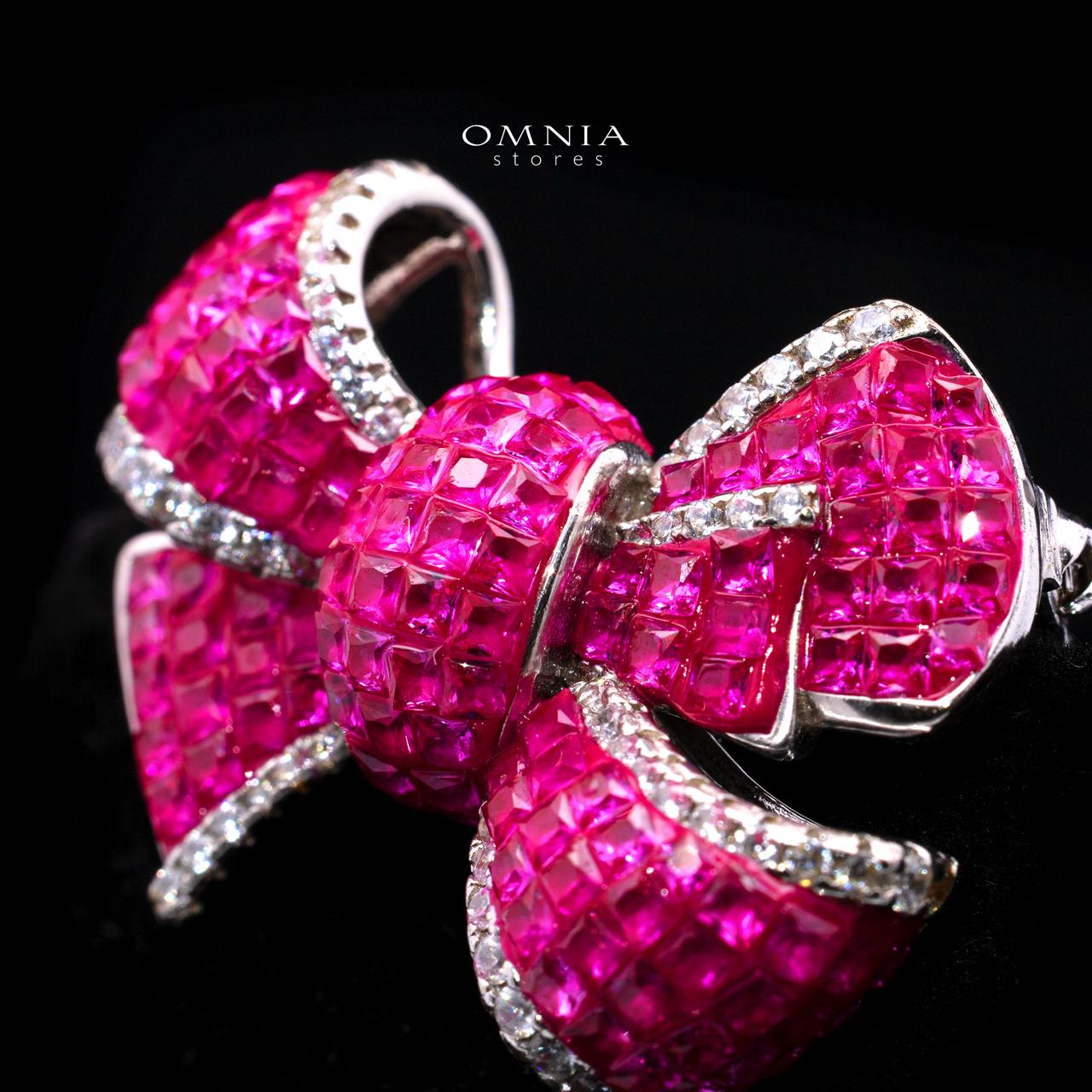 Tuhfah Pink Ribbon Brooch with High-Quality Premium Simulated Diamonds in 925 Sterling Silver - Image 2