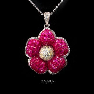 Ruwaina Pink Necklace with High-Quality Premium Simulated Diamonds in 925 Sterling Silver