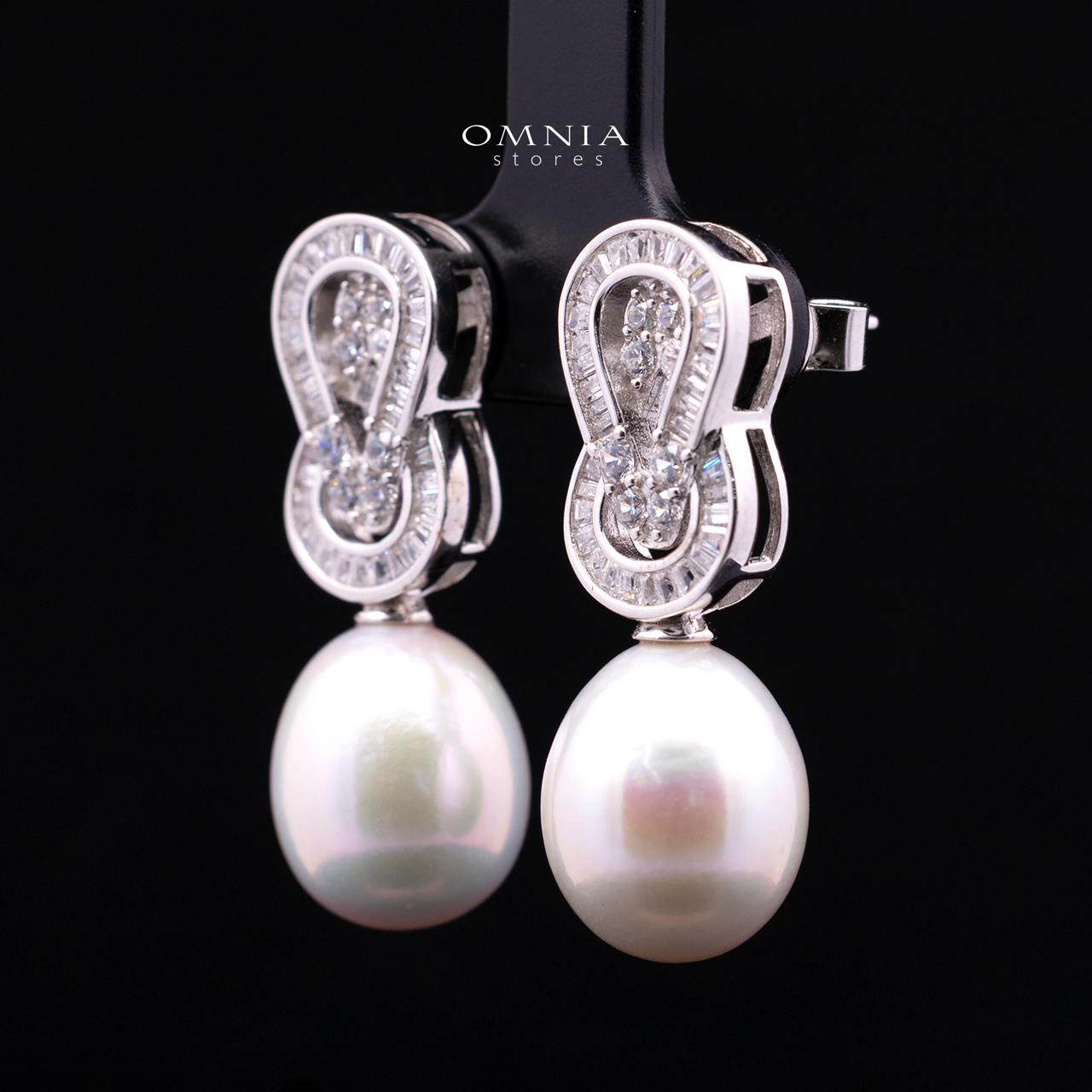 Avalina Fresh Water Pearl Earrings with Infinity Design in 925 Silver with High-Quality Simulated Diamonds - Image 2