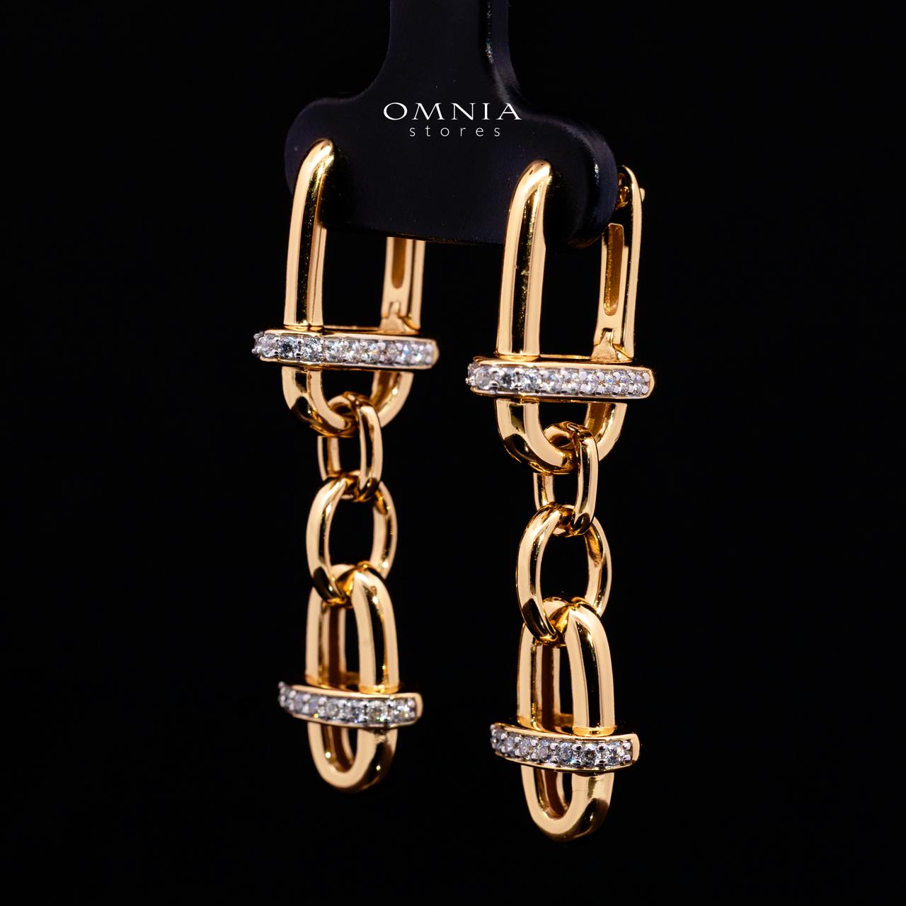 Marla Gold and White Earring with High-Quality Simulated Diamonds in 925 Silver - Image 2