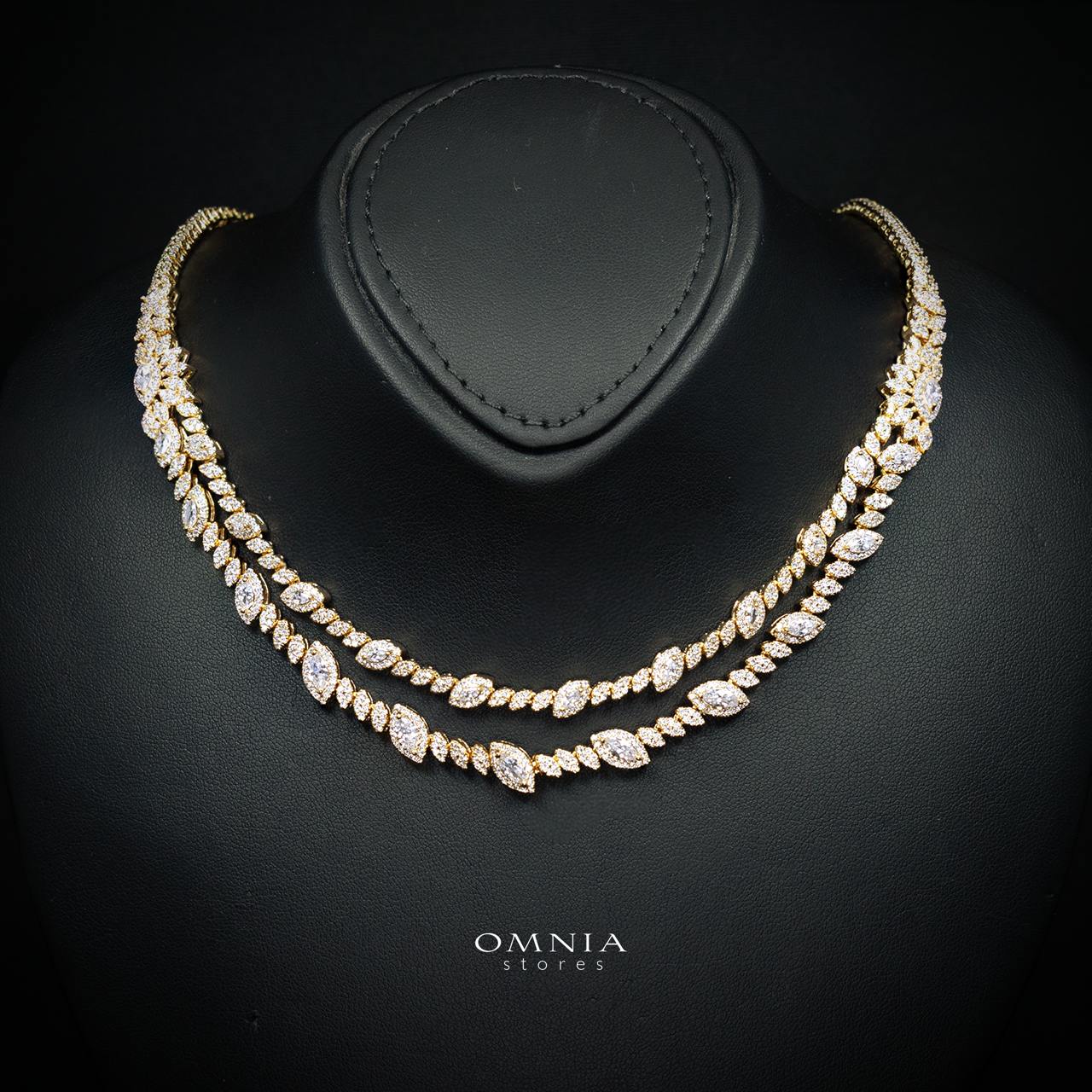 Omnia Nada Gold Bridal Full Set in High Quality Zircon Stone Rhodium Plated - Image 2