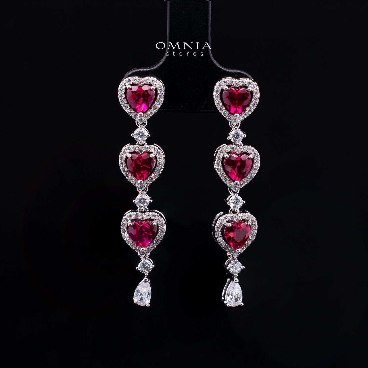 Talina Ruby Red Luxury Bridal Full Jewelry Set with High-Quality Premium Simulated Diamonds-Rhodium-Plated - Image 4