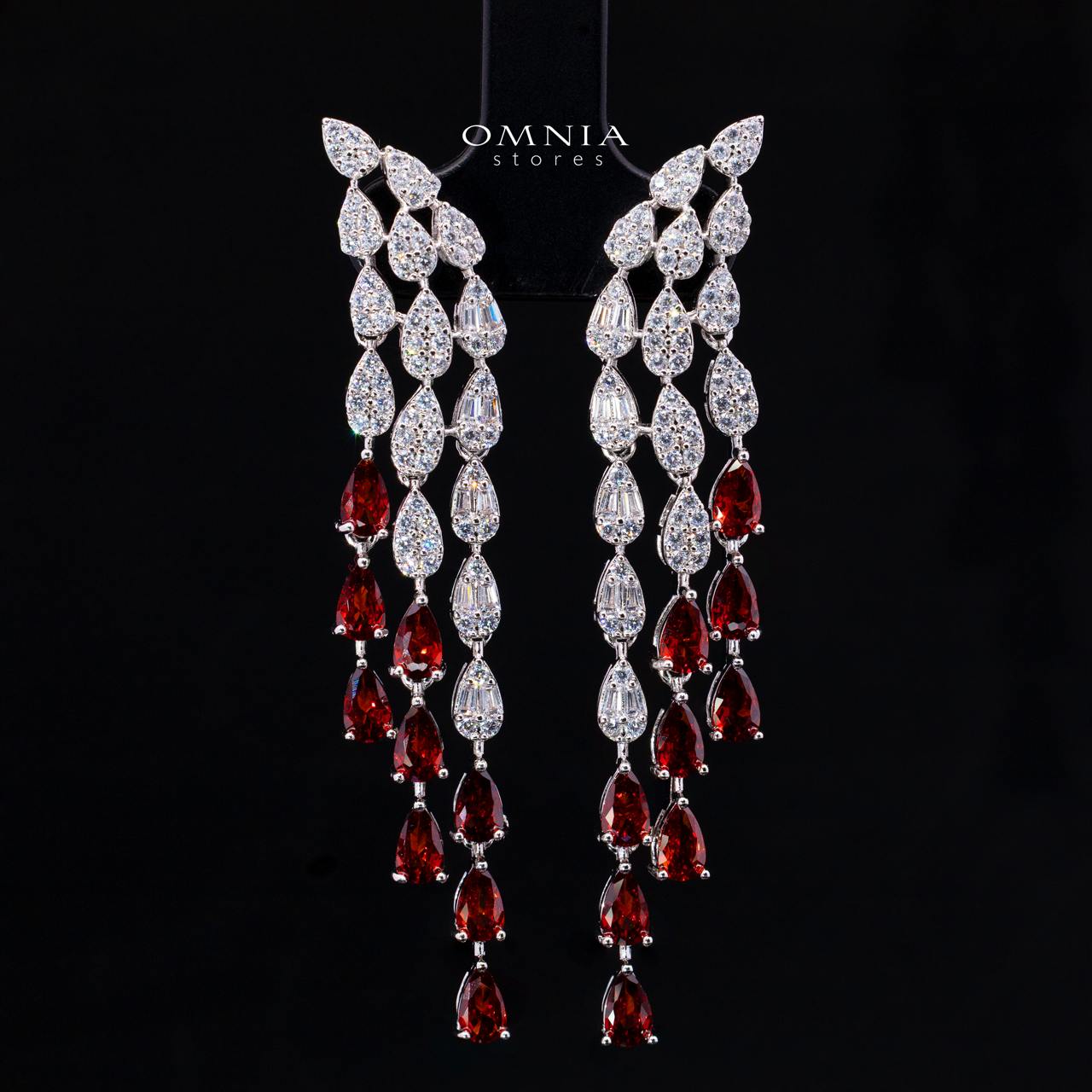 Omnia Senna Luxury Bridal Red Full Set in High Quality Zircon Stone Rhodium Plated - Image 4