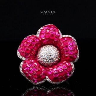 Ruwaina Pink Ring with High-Quality Premium Simulated Diamonds in 925 Sterling Silver