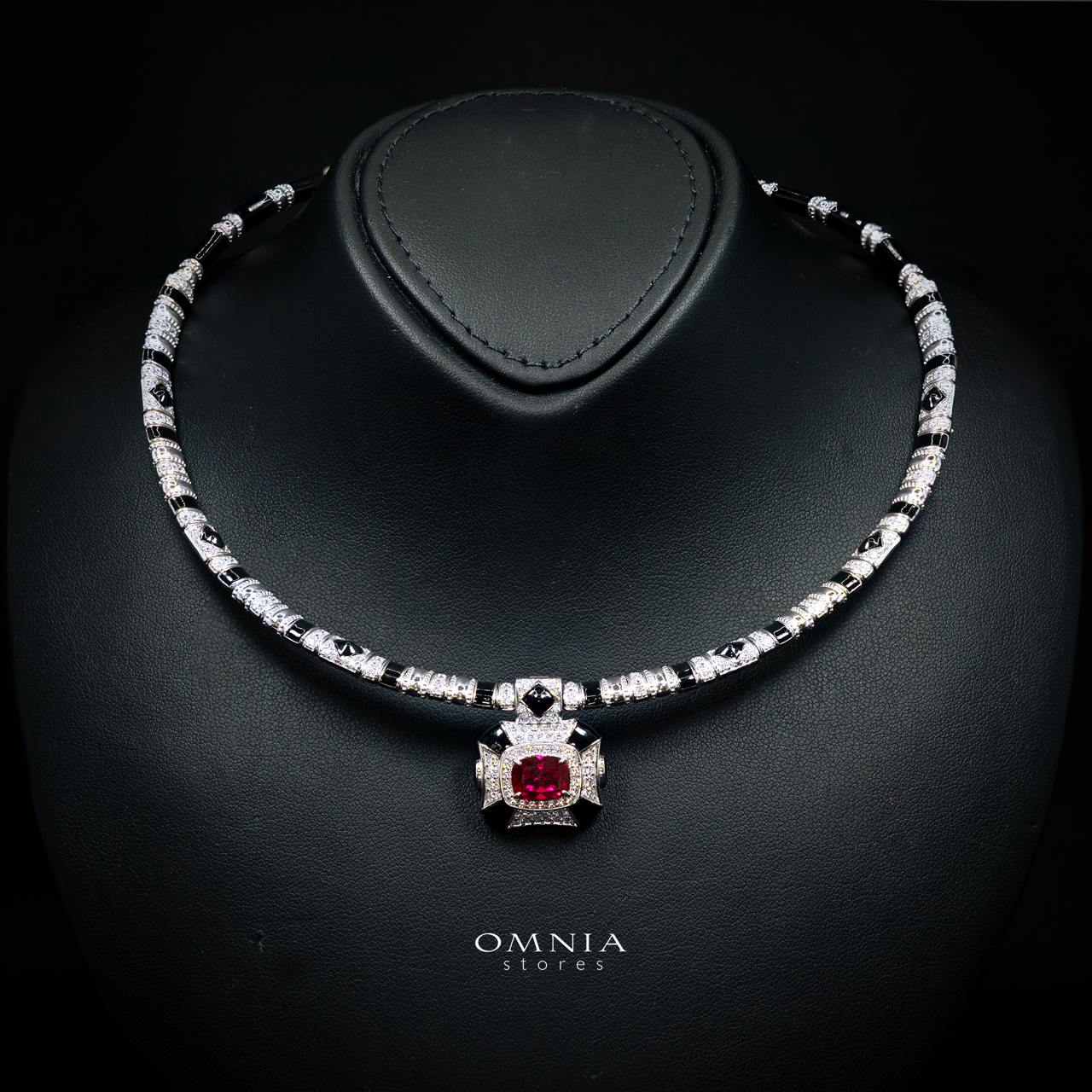 Velanora Ruby Red Necklace with High-Quality Premium Simulated Diamonds in 925 Sterling Silver - Image 2
