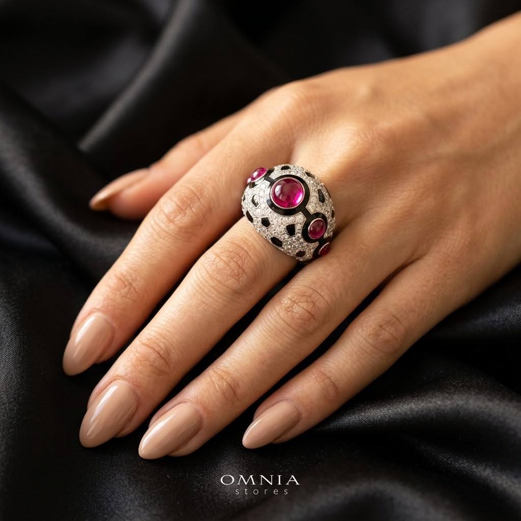 Velanora Ruby Red Ring with High-Quality Premium Simulated Diamonds in 925 Sterling Silver - Image 3