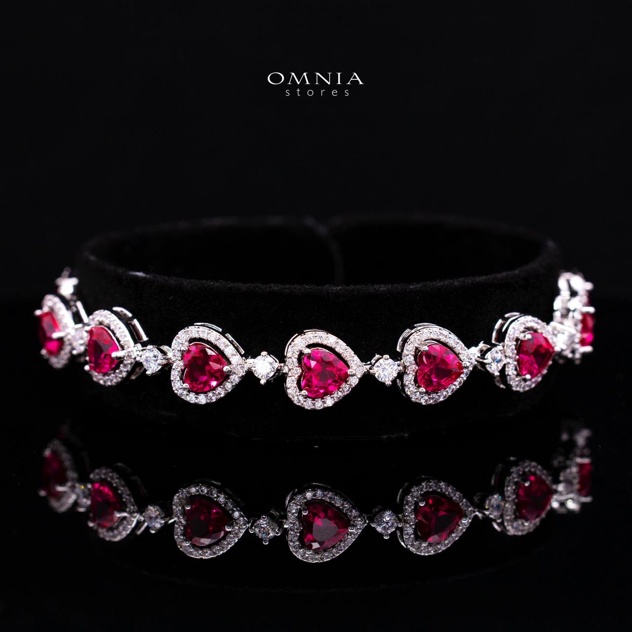 Talina Ruby Red Luxury Bridal Full Jewelry Set with High-Quality Premium Simulated Diamonds-Rhodium-Plated - Image 3