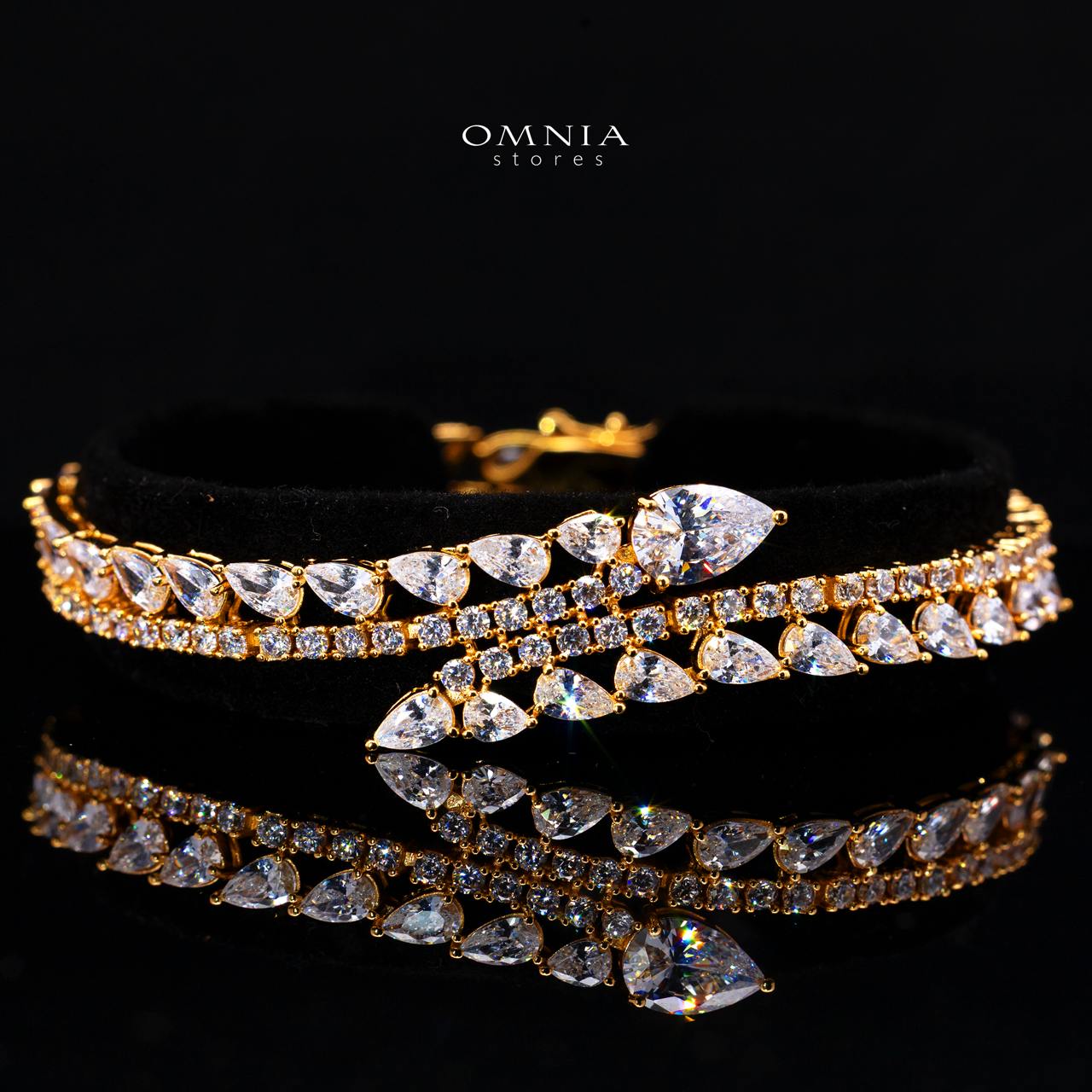 Catalina Elegant Gold Cascading Leaf Drop Bridal Full Set with High-Quality Premium Zircon Stones, Rhodium-Plated Finish - Image 3