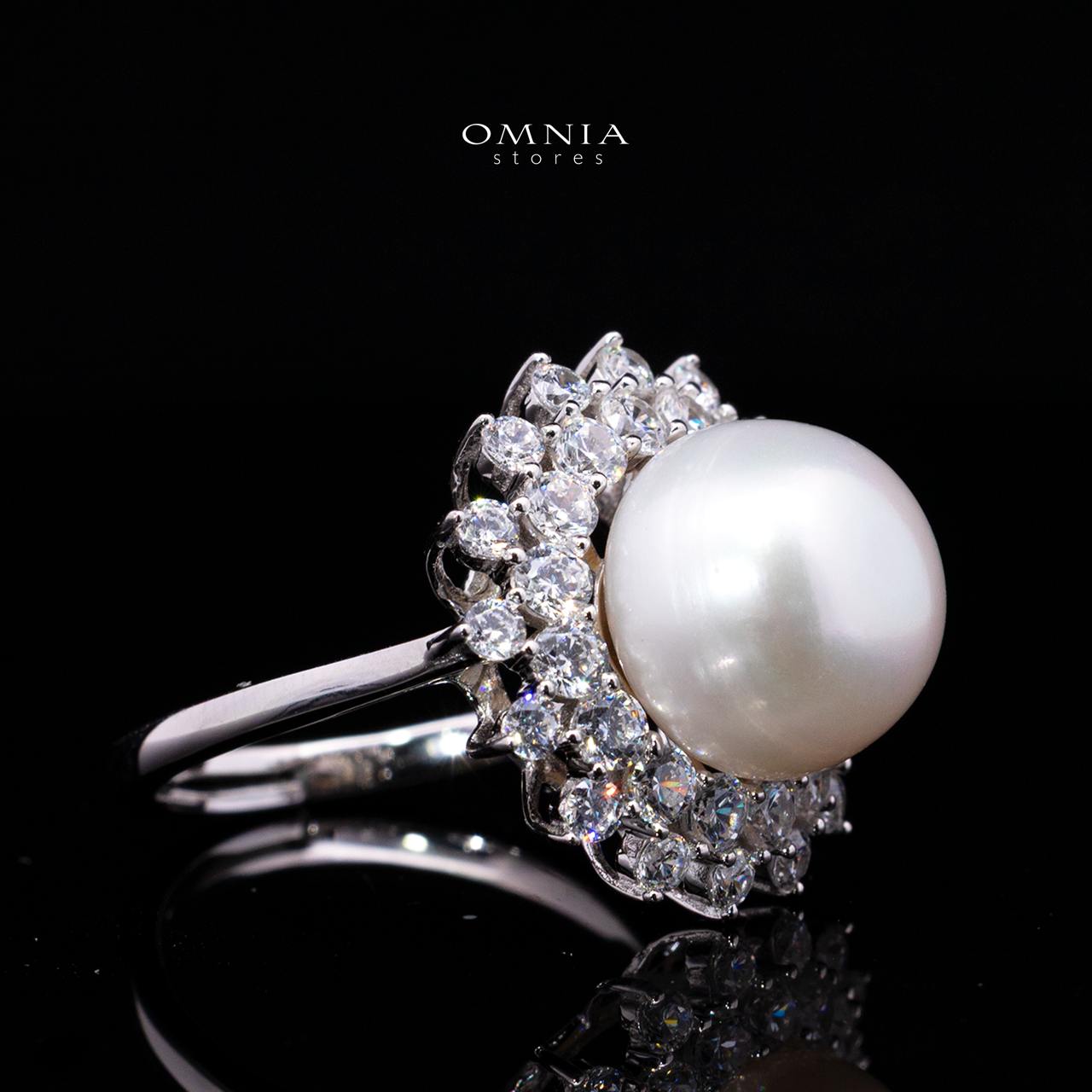 Tasneema Pearl Ring with High-Quality Premium Simulated Diamonds in 925 Sterling Silver - Image 3