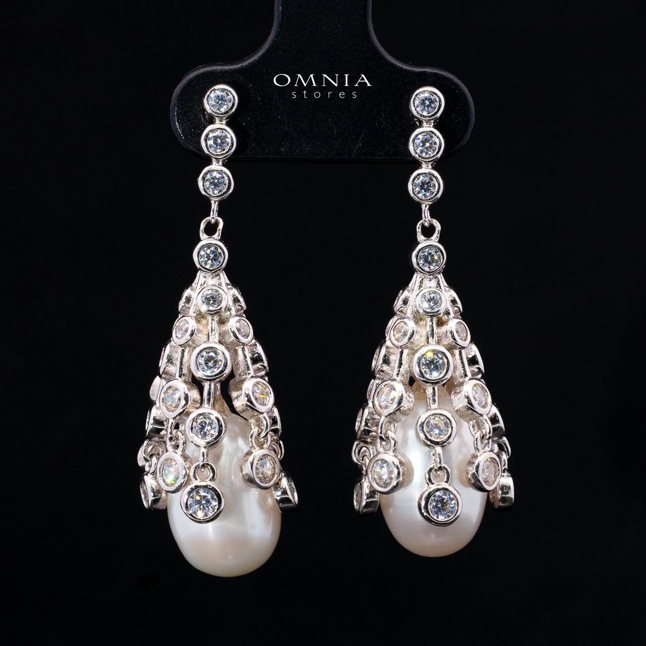 Uzmaira Pearl Necklace and Earrings Set with High-Quality Premium Simulated Diamonds in 925 Sterling Silver - Image 3
