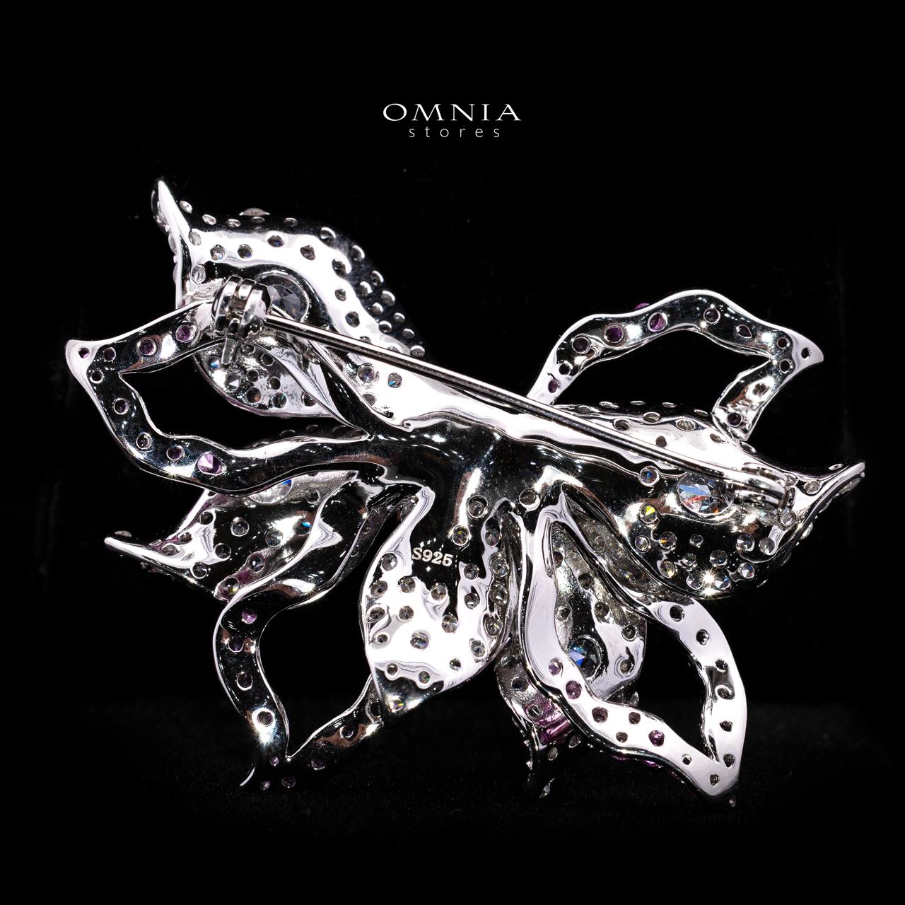 Nooriya Pink Pearl Floral Brooch with High-Quality Premium Simulated Diamonds in 925 Sterling Silver - Image 3