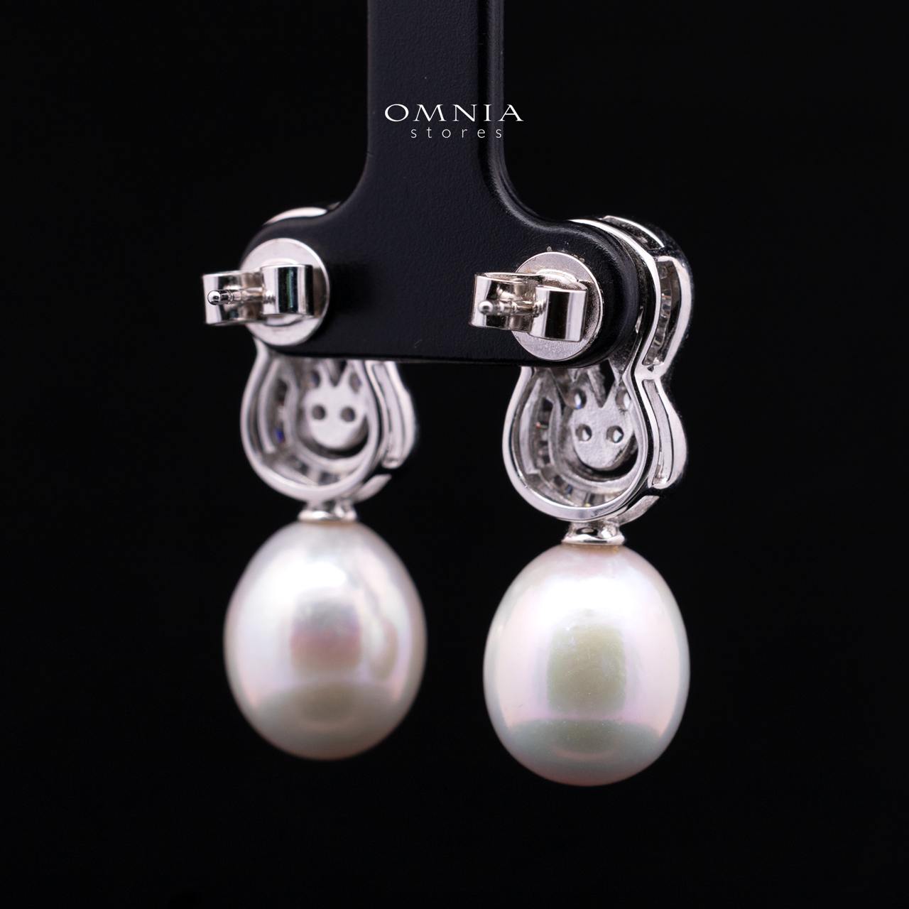 Avalina Fresh Water Pearl Earrings with Infinity Design in 925 Silver with High-Quality Simulated Diamonds - Image 3