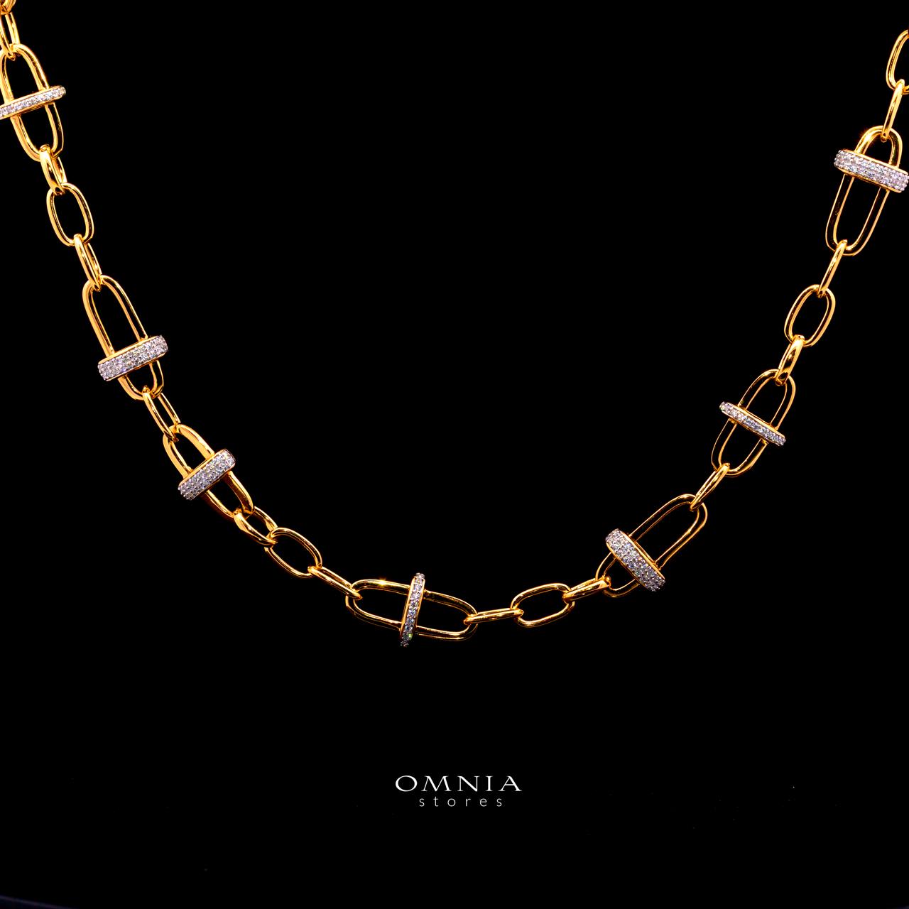 Marla Gold and White Necklace with High-Quality Simulated Diamonds in 925 Silver - Image 2