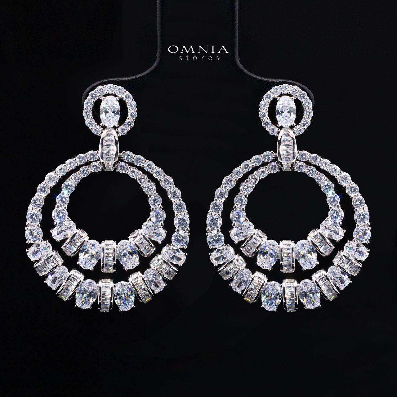 Selestine White Long Chain Necklace and Earring Set with High-Quality Simulated Diamonds and Rhodium Plating - Image 3