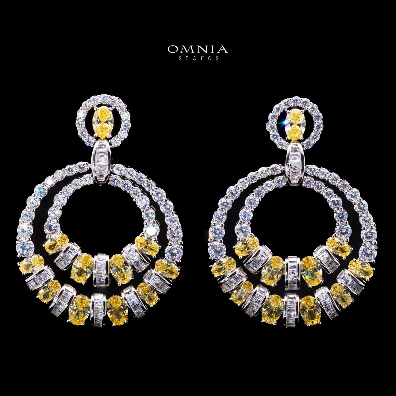 Selestine Yellow Long Chain Necklace and Earring Set with High-Quality Simulated Diamonds and Rhodium Plating - Image 3