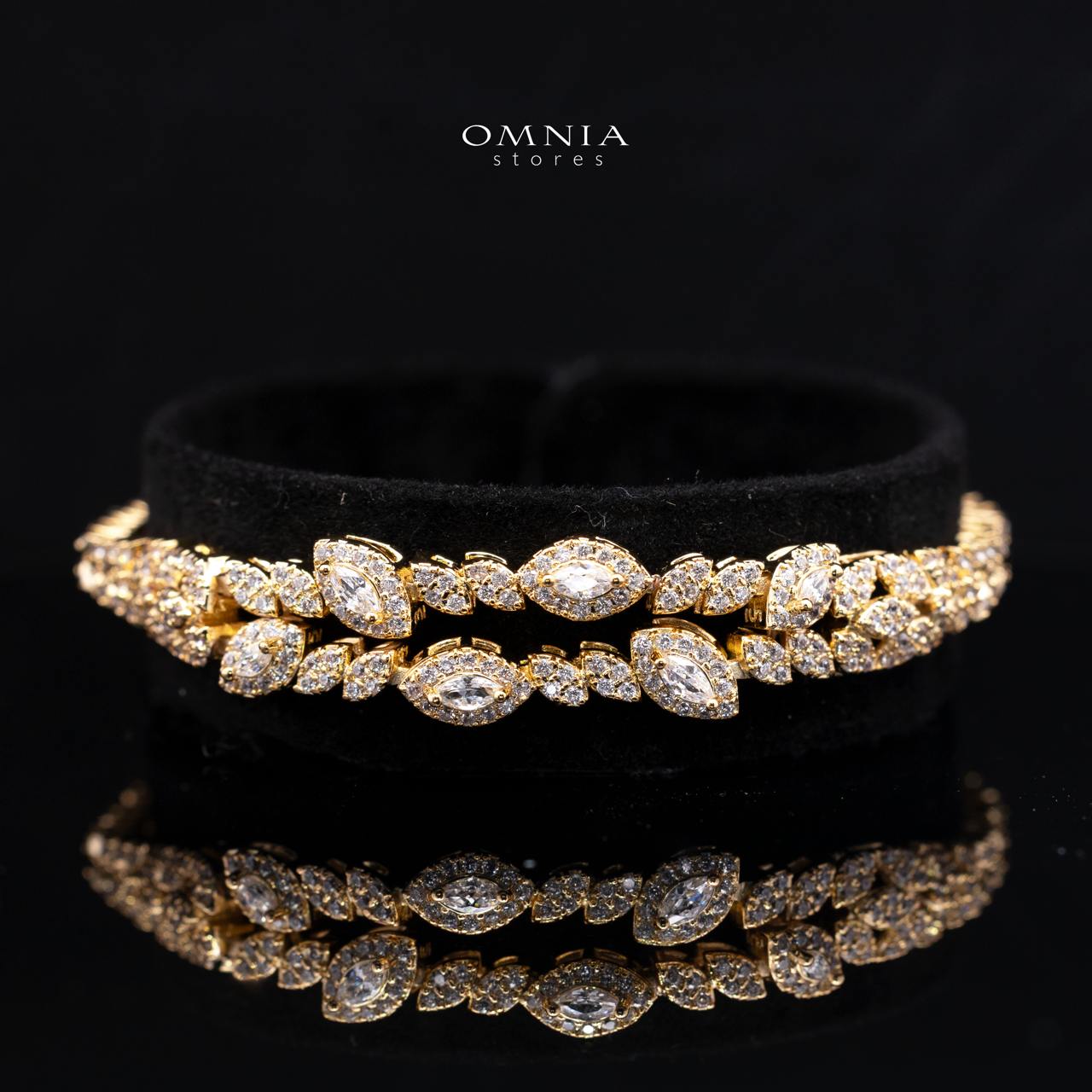 Omnia Nada Gold Bridal Full Set in High Quality Zircon Stone Rhodium Plated - Image 3