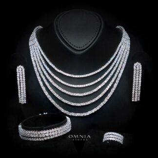 Yasmira White Luxury Bridal Full Set with High-Quality Simulated Diamonds, Rhodium Plated
