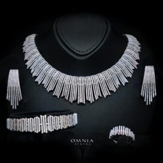 Zuhaira White Luxury Bridal Full Jewelry Set with High-Quality Premium Simulated Diamonds