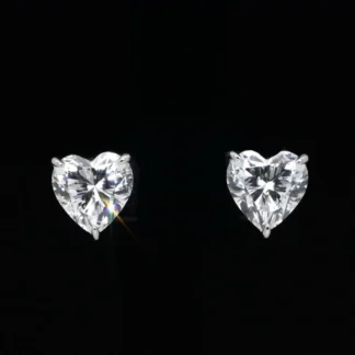 Omnia Nabia White Heart Earrings With High Quality Certified Lab Crafted Stones In 925 Silver