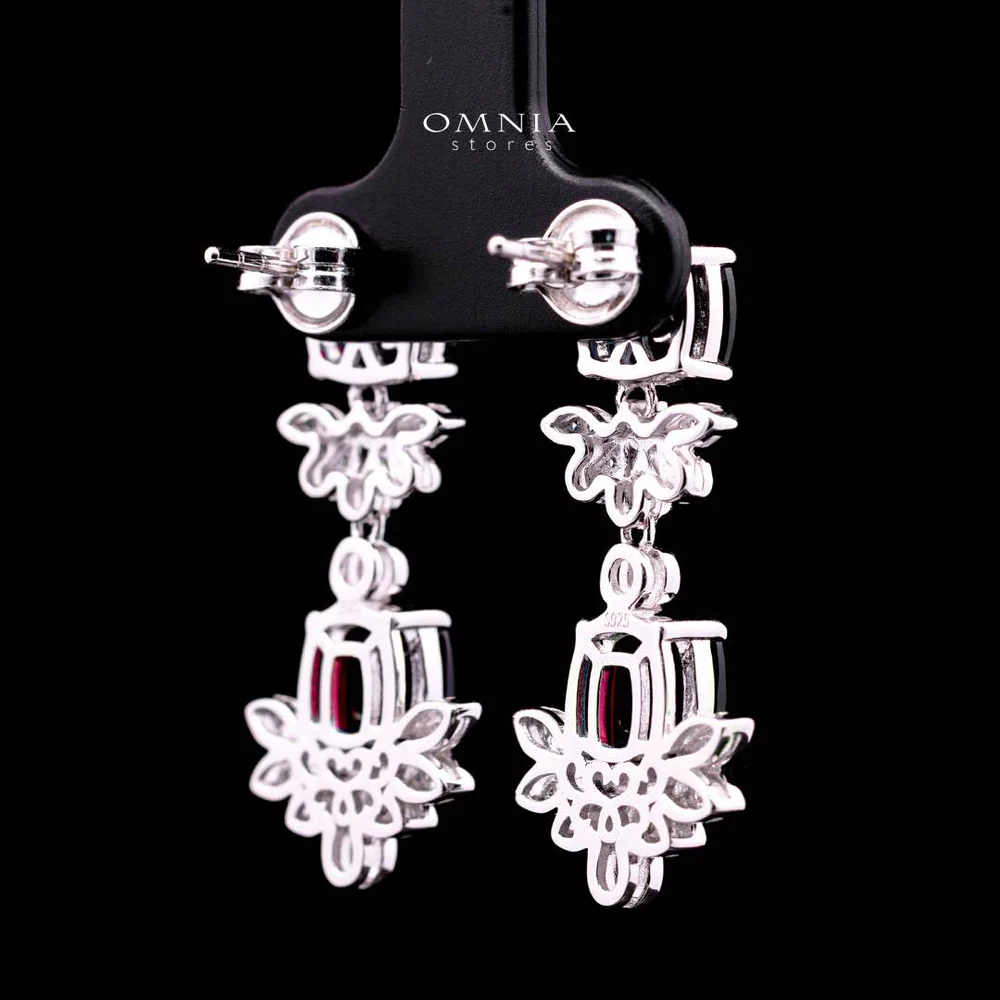 Omnia Alyah White and Red Floral Earrings With High Quality Ruby Lab Grown Stones in 925 Silver - Image 4