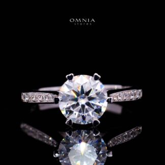 Frances 5mm Round Moissanite Ring (0.5 CT) with Certificate in 925 Sterling Silver