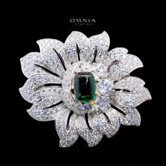Karin Flower Brooch with High-Quality Simulated Diamonds in 925 Sterling Silver