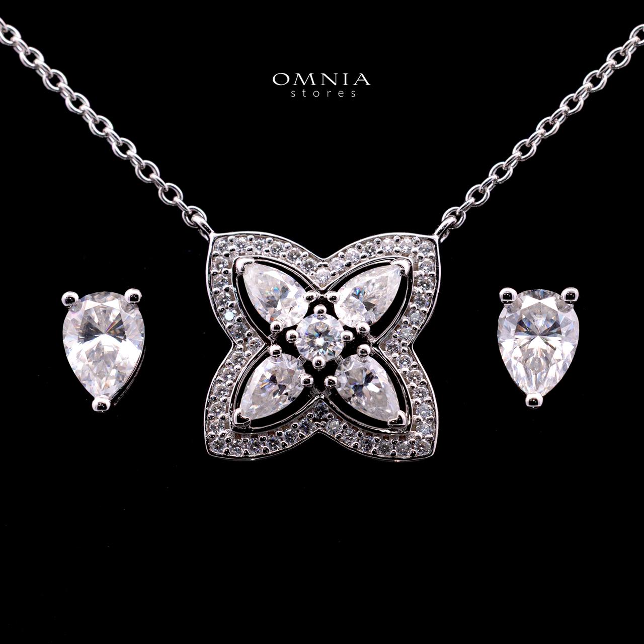 Olga Pear-Cut Moissanite Earring & Necklace Set 5x7mm (0.8CT) With GRA Certificate in 925 Sterling Silver