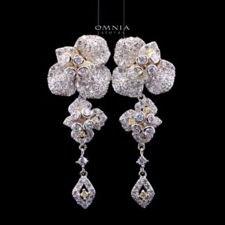 Ahlam Floral Earrings in 925 Sterling Silver with High-Quality Simulated Diamonds