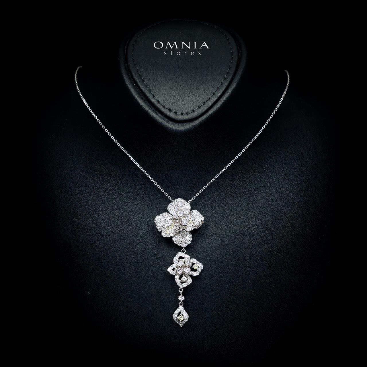 Ahlam Floral Necklace in 925 Sterling Silver with High-Quality Simulated Diamonds