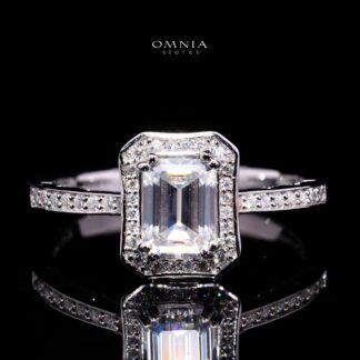 Diane Emerald-Cut Moissanite Ring 5x7mm (1CT) in 925 Sterling Silver