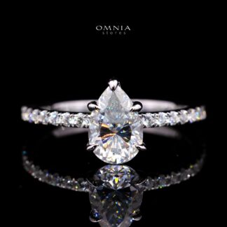 Tilda Pear-Cut Moissanite Ring 6x9mm (1.5CT) with Certificate in 925 Sterling Silver