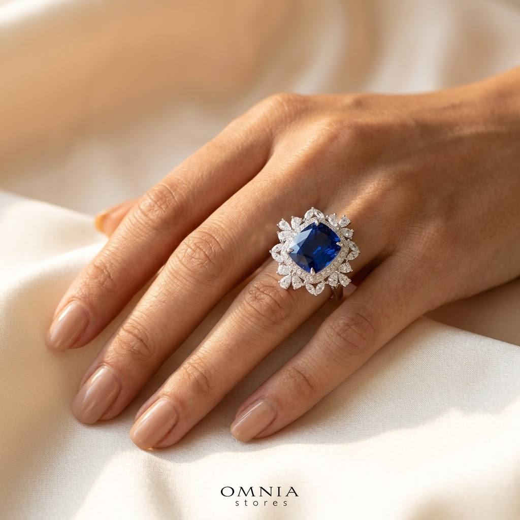 Alyah Blue Sapphire Ring with GRA Certificate in 925 Sterling Silver - Image 3
