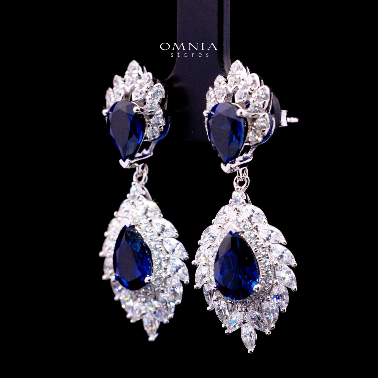 Carolina Lab-Grown Blue Sapphire Earrings with GRC Certificate, Pear 6×9mm in 925 Sterling Silver - Image 3
