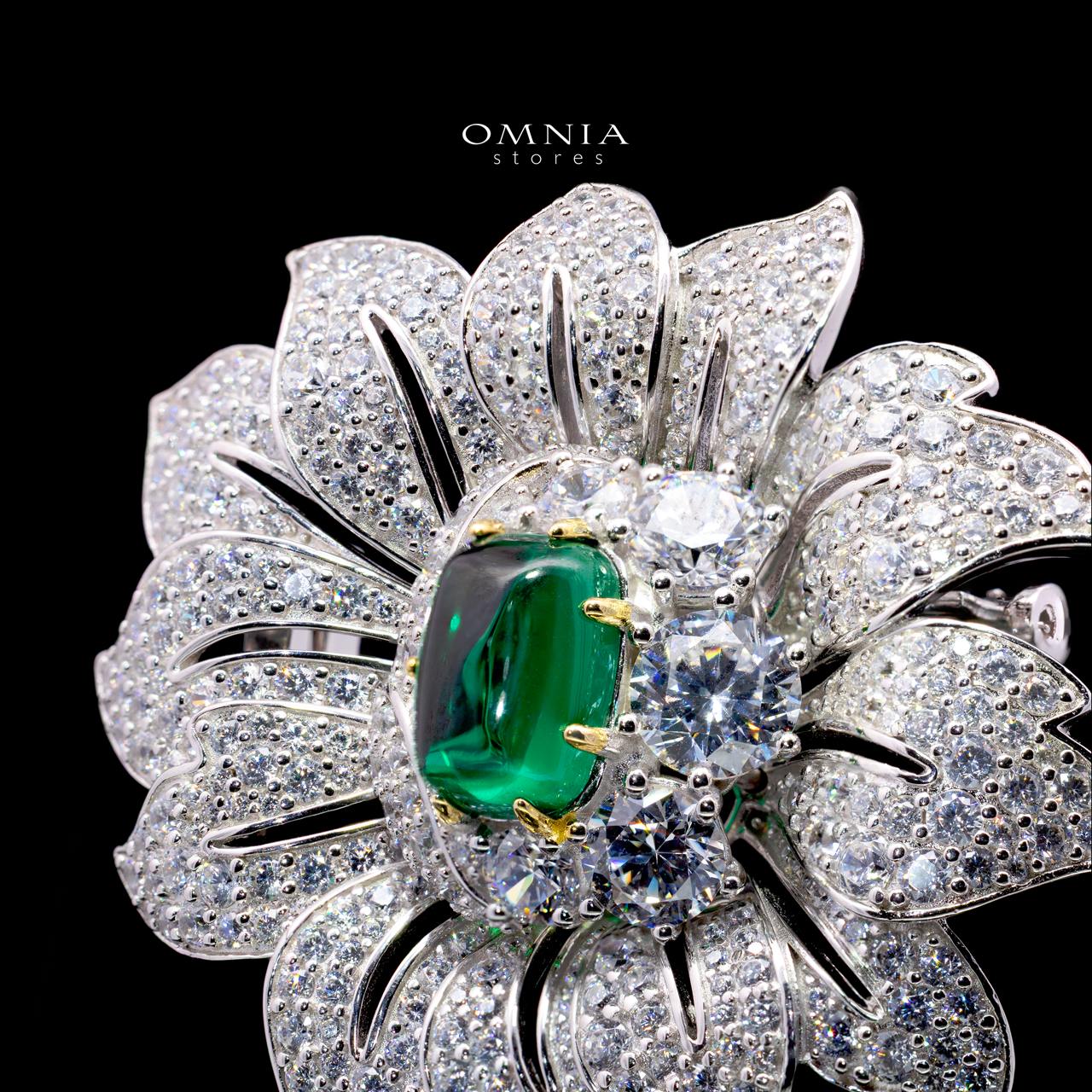 Karin Flower Brooch with High-Quality Simulated Diamonds in 925 Sterling Silver - Image 2