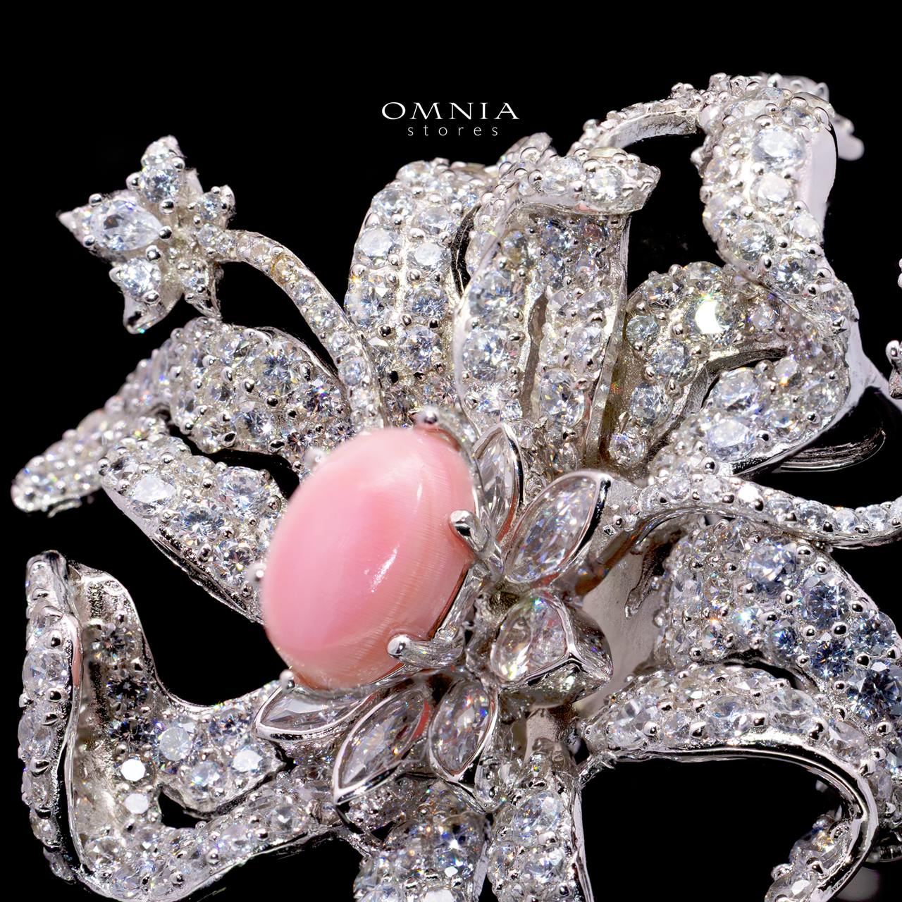 Jayne Floral Brooch with High-Quality Simulated Diamonds in 925 Sterling Silver - Image 2