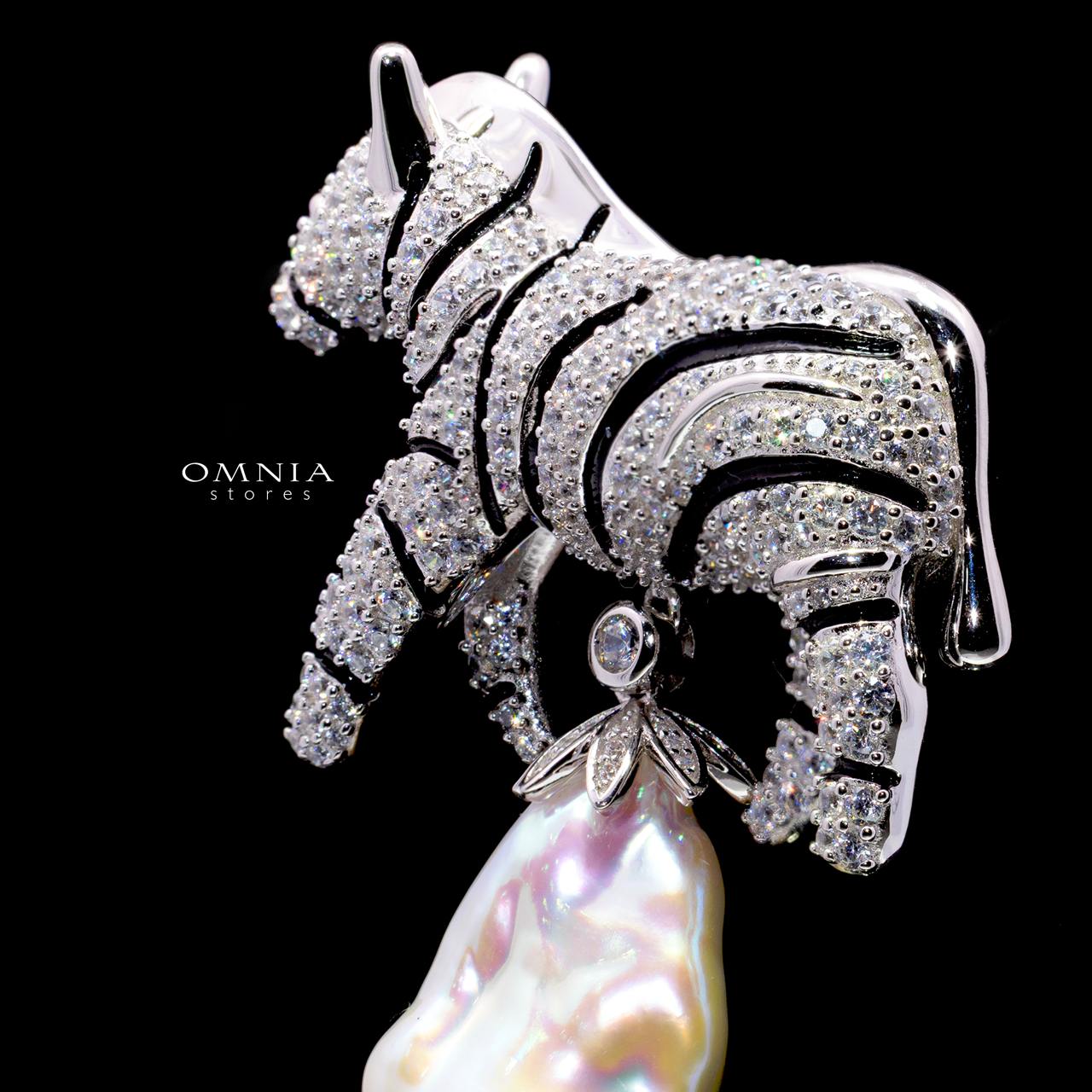 Suzanne Royal Zebra Animal Motif Brooch – Premium Simulated Diamond and Pearl In 925 Silver - Image 2