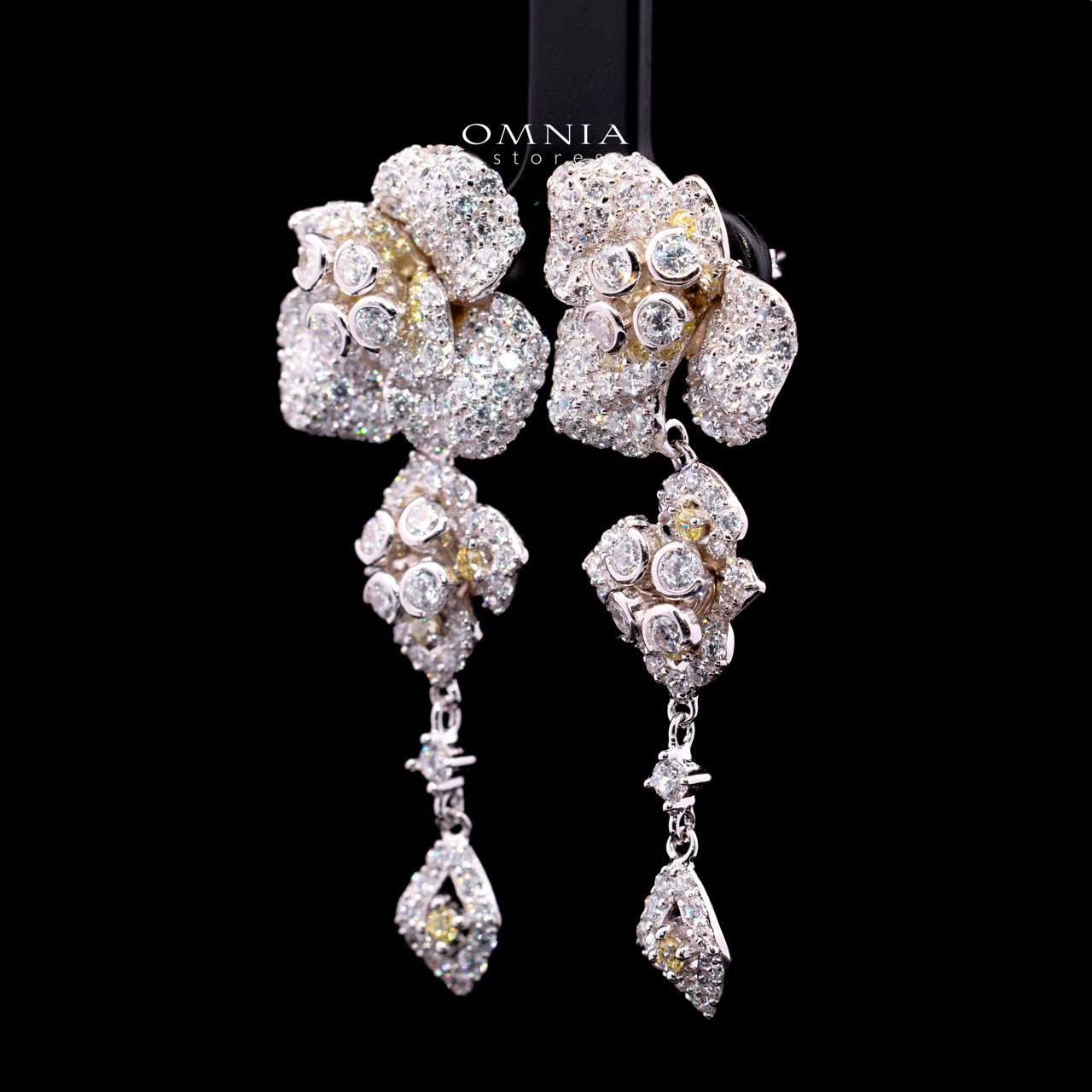 Ahlam Floral Earrings in 925 Sterling Silver with High-Quality Simulated Diamonds - Image 2