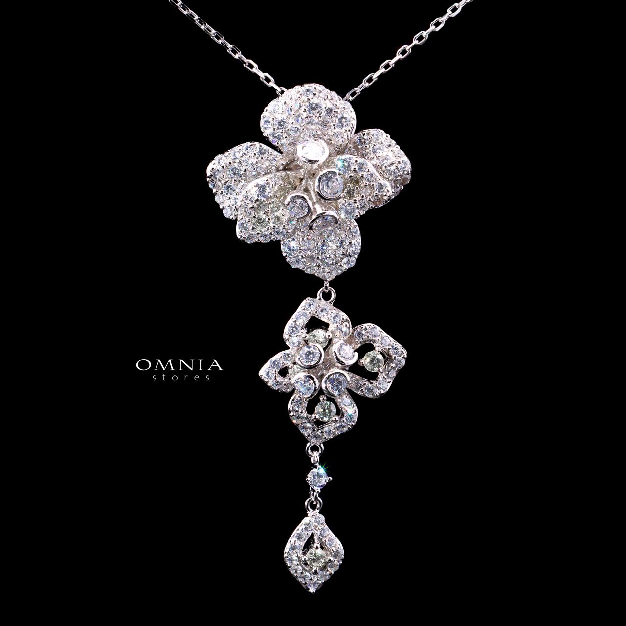 Ahlam Floral Necklace in 925 Sterling Silver with High-Quality Simulated Diamonds - Image 2