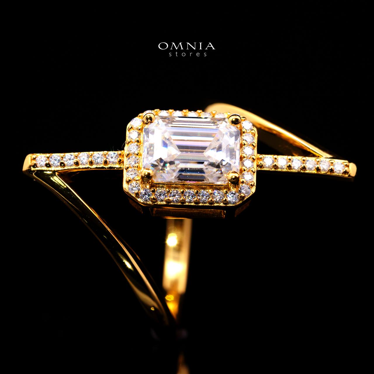 Shelley Emerald-Cut Moissanite Ring 6x8mm (2CT) with Certificate in 925 Sterling Silver Gold Plated - Image 2