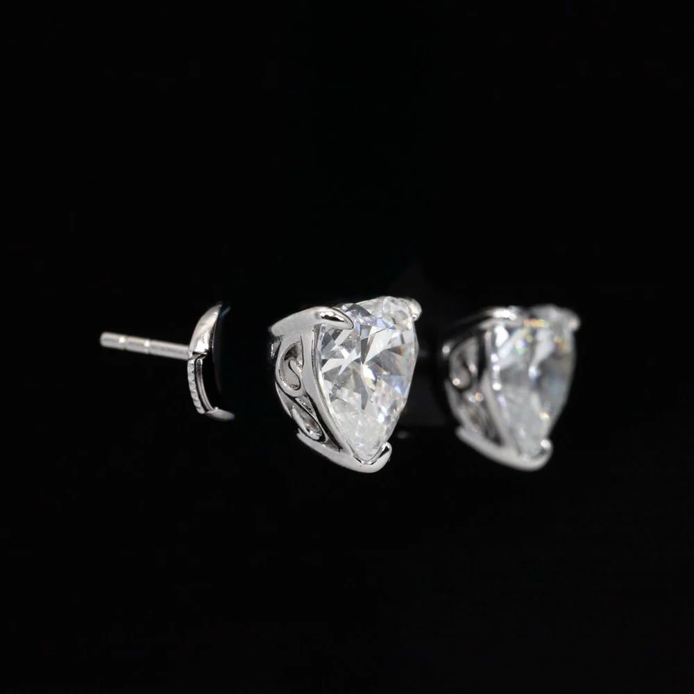 Omnia Nabia White Heart Earrings With High Quality Certified Lab Crafted Stones In 925 Silver - Image 3