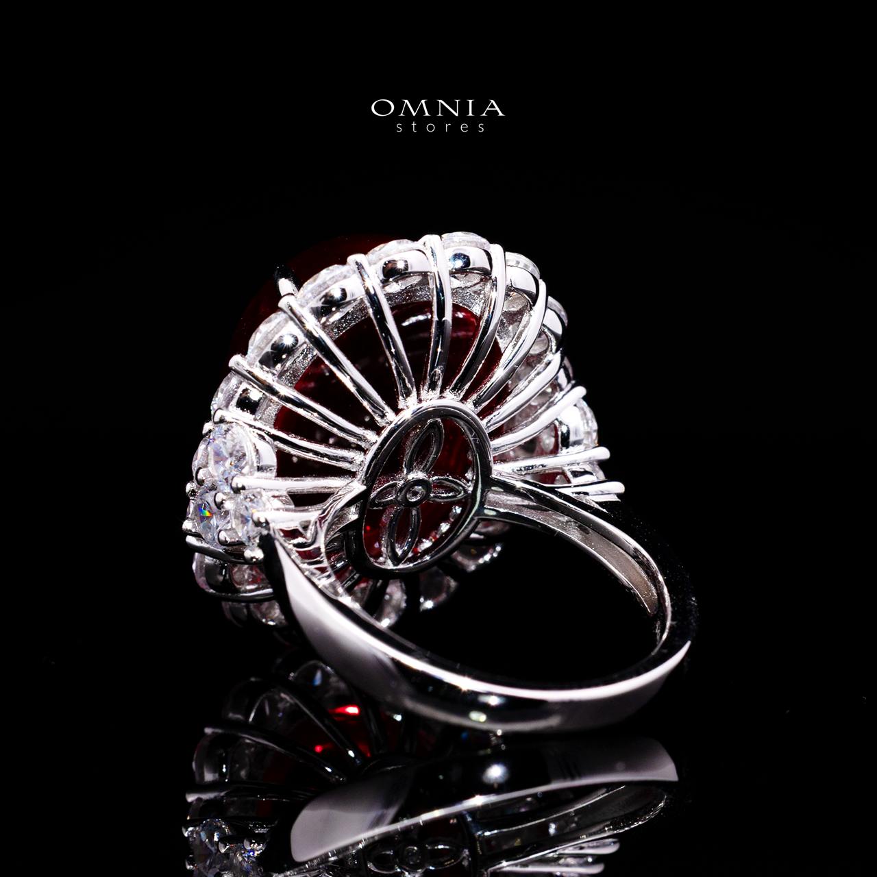 Malaika Imperial Red Gemstone Ring with Certified High-Quality Premium Simulated Diamonds in 925 Sterling Silver - Image 4