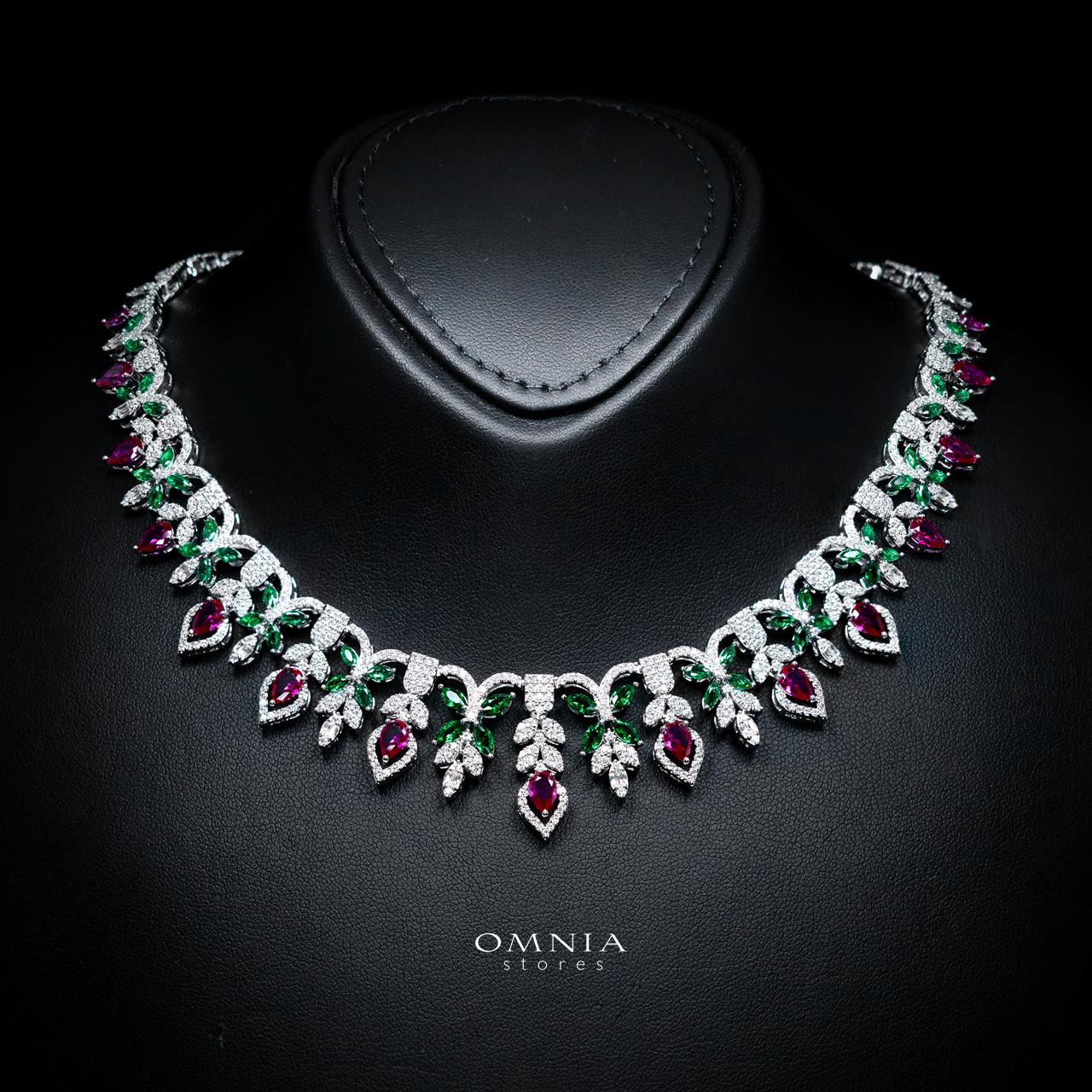 Simra Multicolor Luxury Bridal Full Set with High-Quality Simulated Diamonds – Rhodium Plated - Image 2