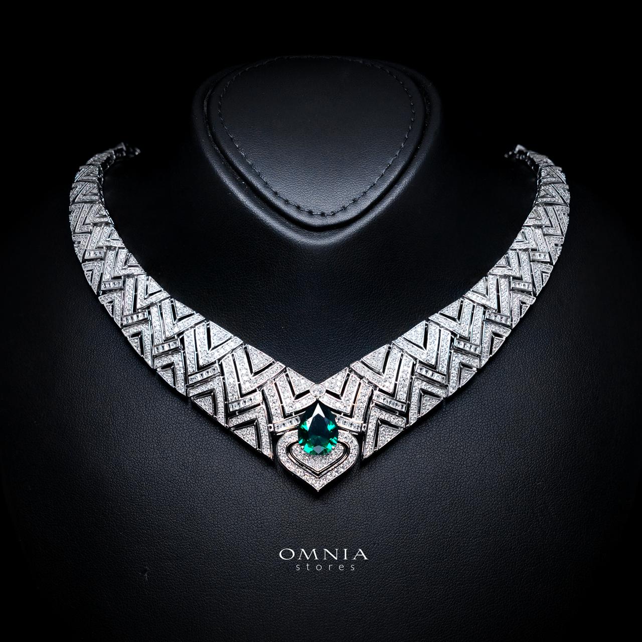 Daryan Green Luxury Bridal Full Set with High-Quality Simulated Diamonds – Rhodium Plated - Image 2