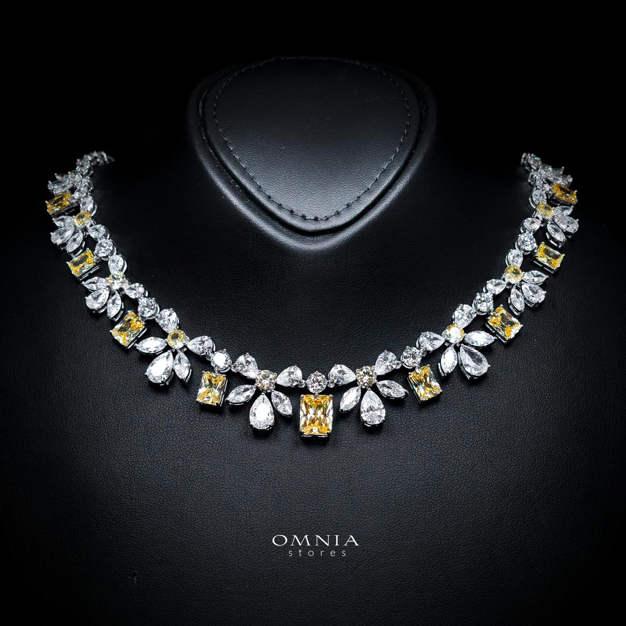 Rizza Yellow Luxury Bridal Full Set with High-Quality Simulated Diamonds – Rhodium Plated - Image 2