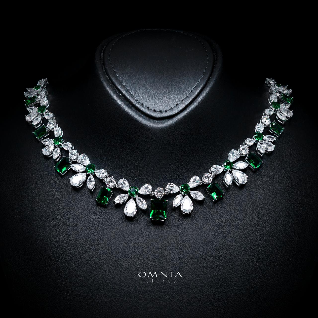 Rizza Green Luxury Bridal Full Set with High-Quality Simulated Diamonds – Rhodium Plated - Image 2