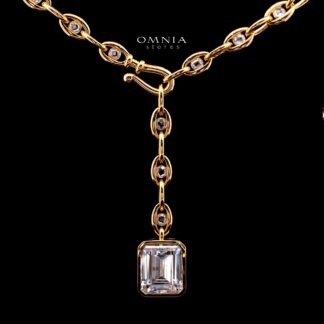 Evie Gold-Plated Necklace with Certified Premium Simulated Diamonds in 925 Sterling Silver